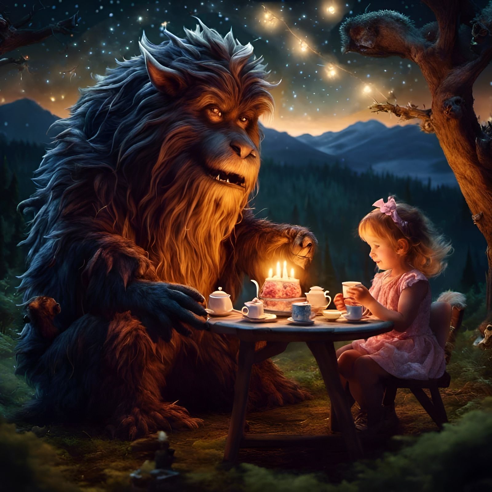 Heartwarming Tea Party: Monster and Toddler Friendship