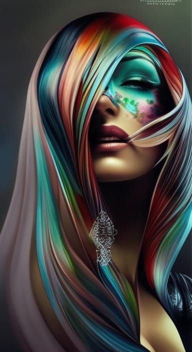 Neovictorian Tattoo Portrait of a Red-Haired Beauty