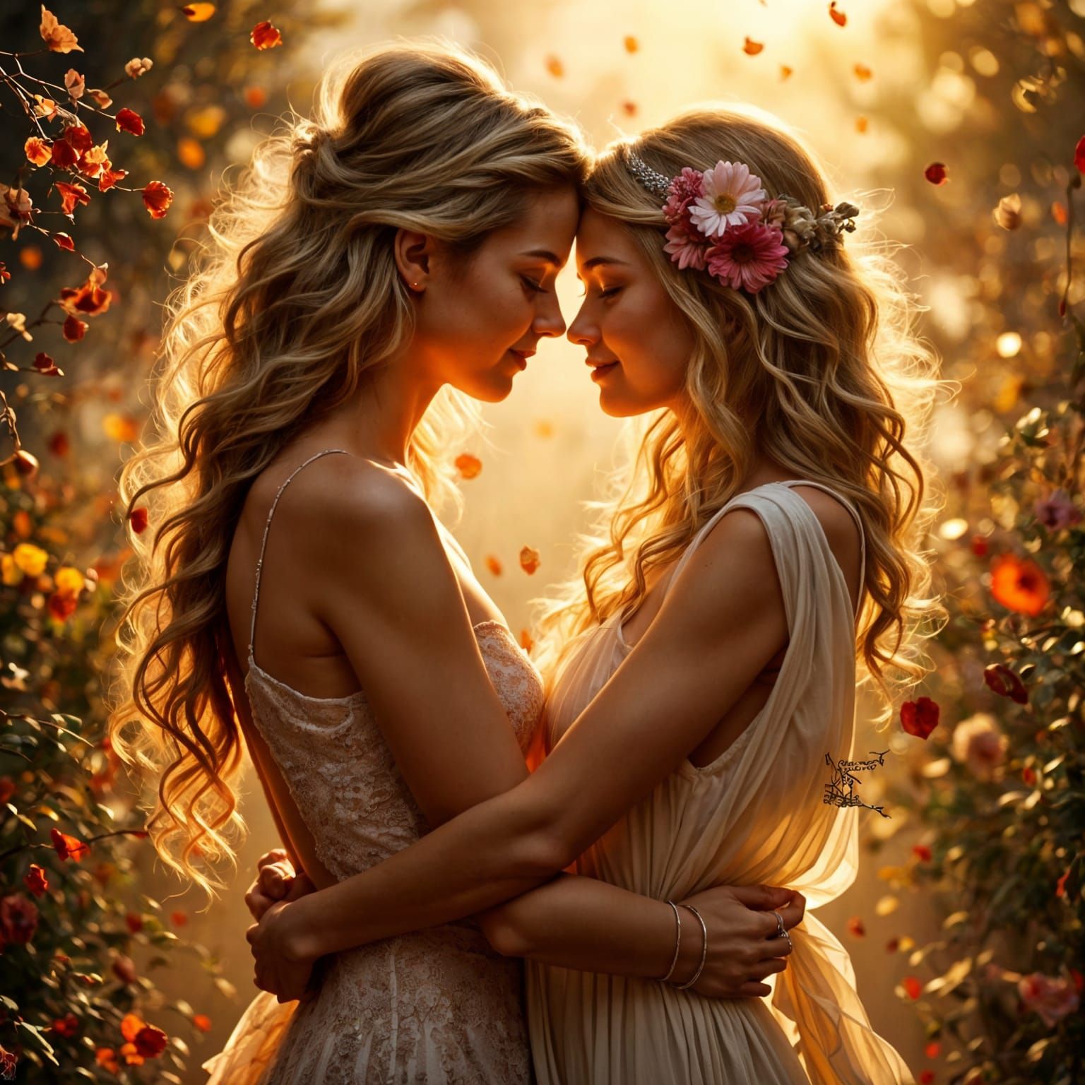 Mother and Daughter in Vibrant, Cinematic Cloudscape