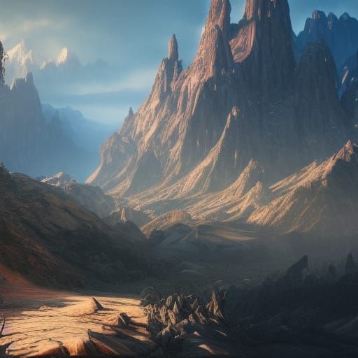 Fantastical Mountains in Detailed Matte Painting