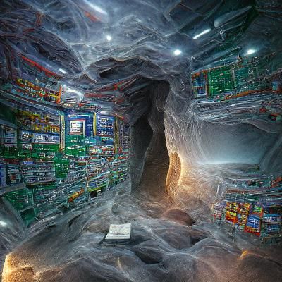 Computer Workstation Inside a Natural Cave