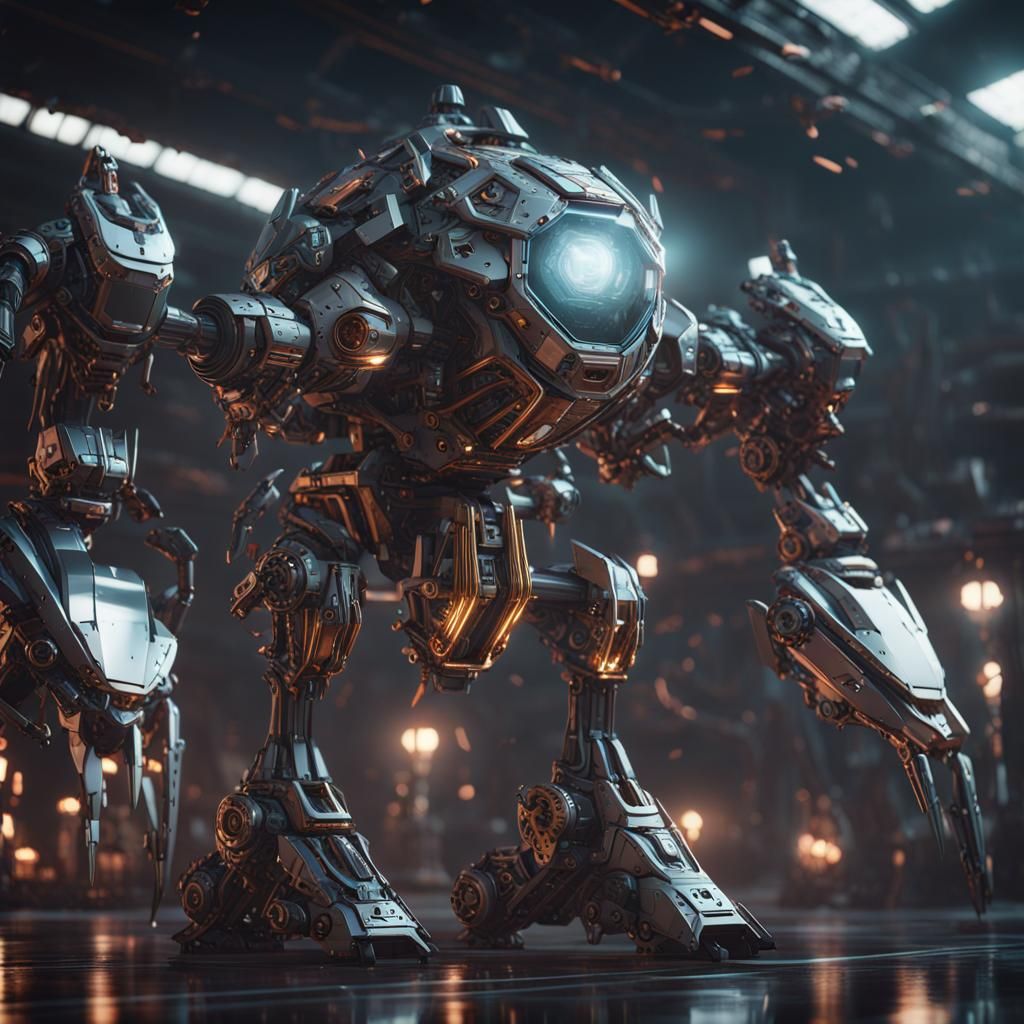 Futuristic Enchantment Wizard with Mechanical Details