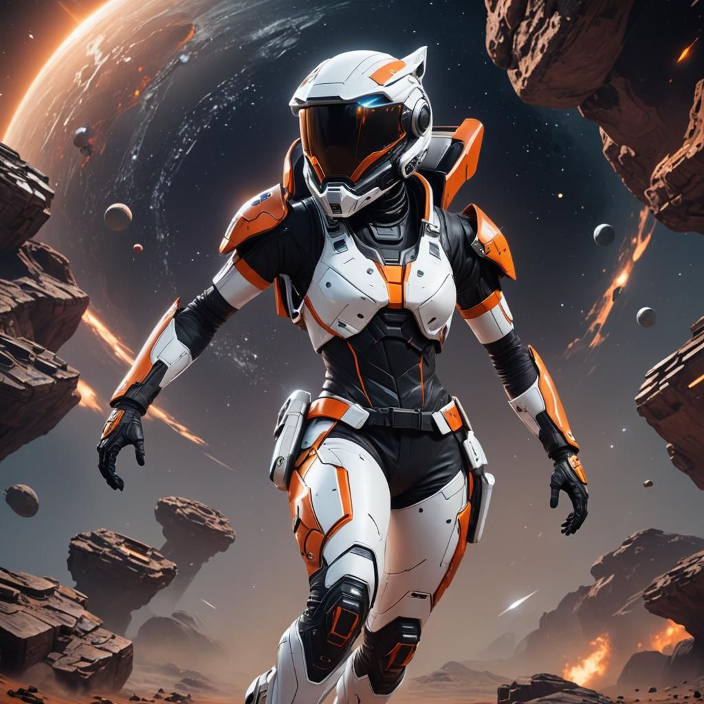 Female Kat Ranger in Cosmic Suit, 3D Render