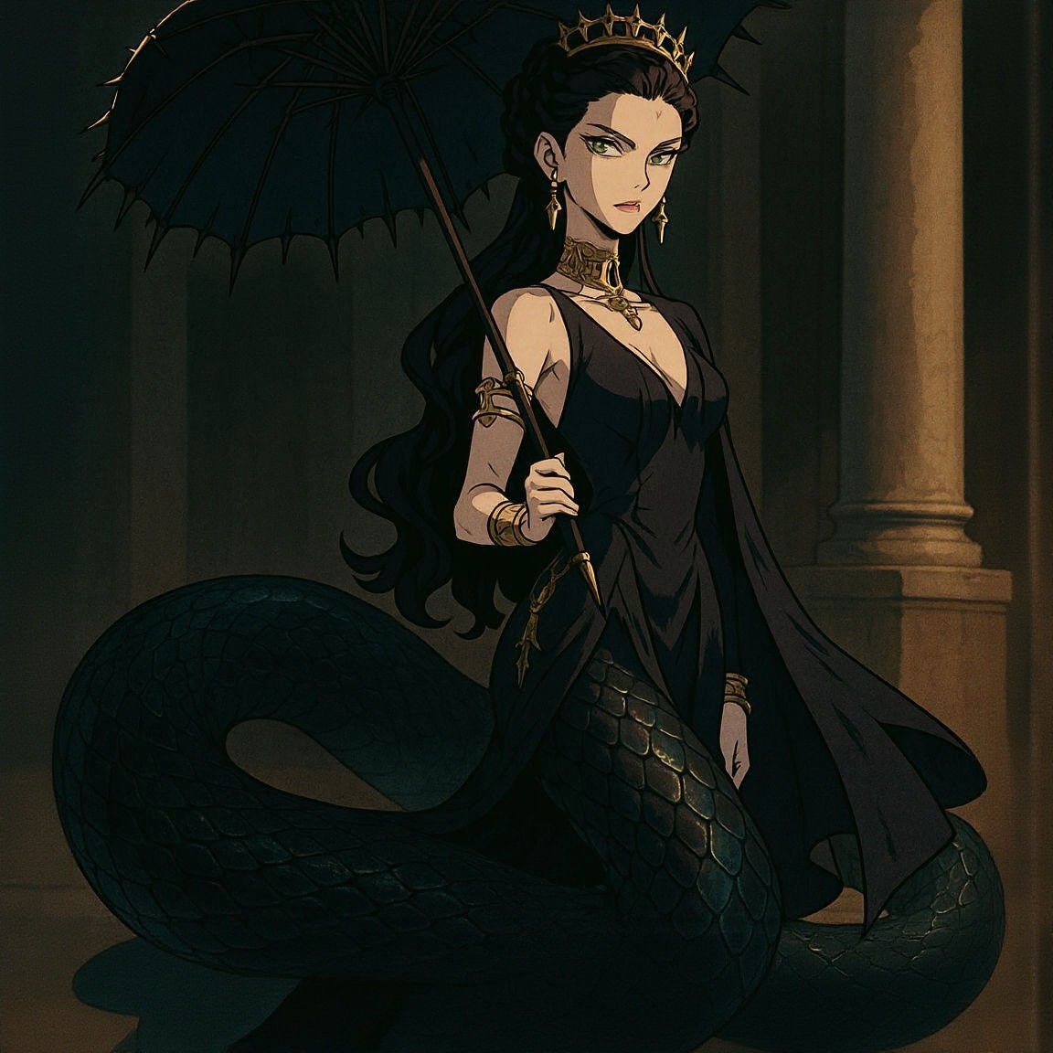 Elegant Lamia Queen with Snake Tail