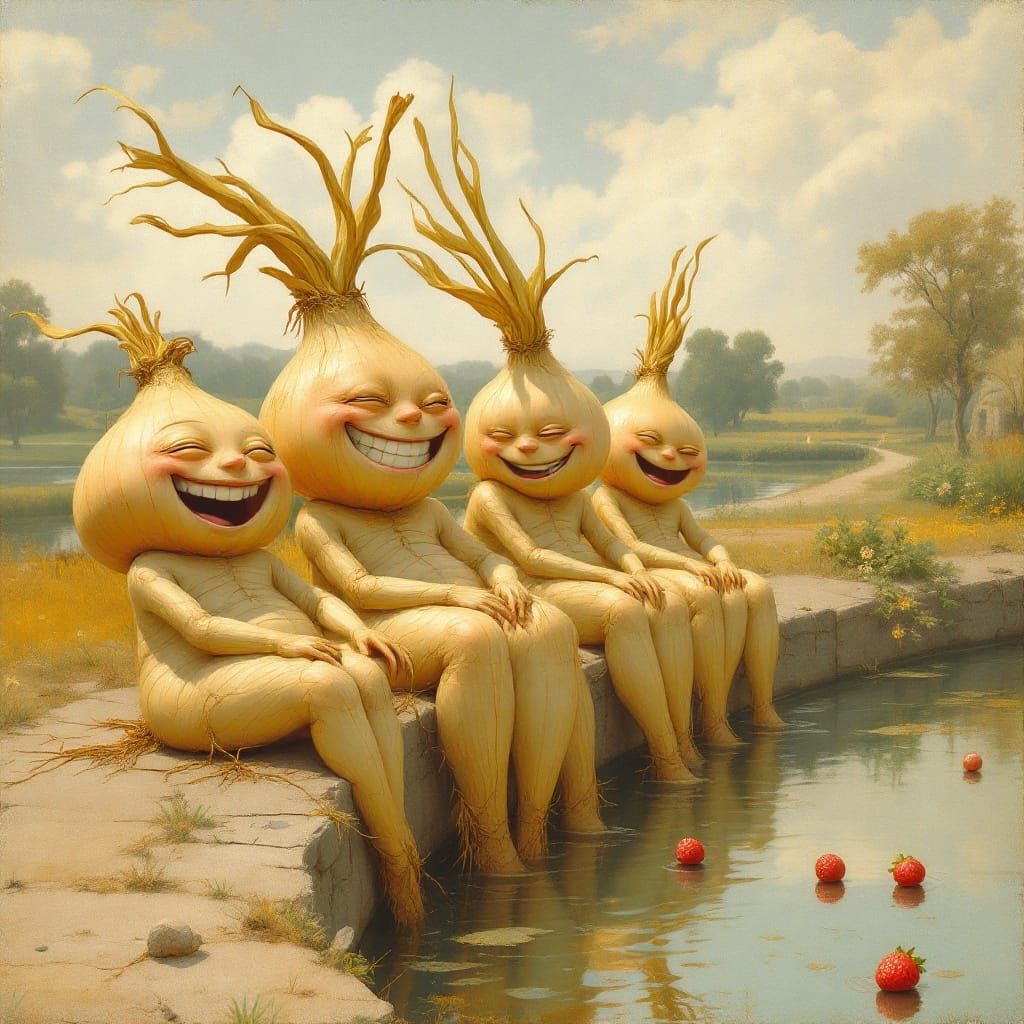 Onion Friends Enjoy Sunny Afternoon in the Countryside