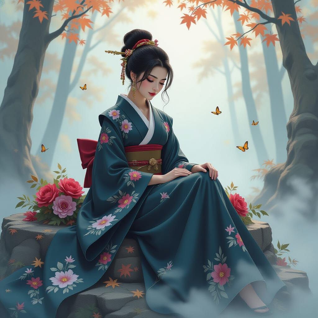 Enchanting Forest Nymph with Autumnal Details