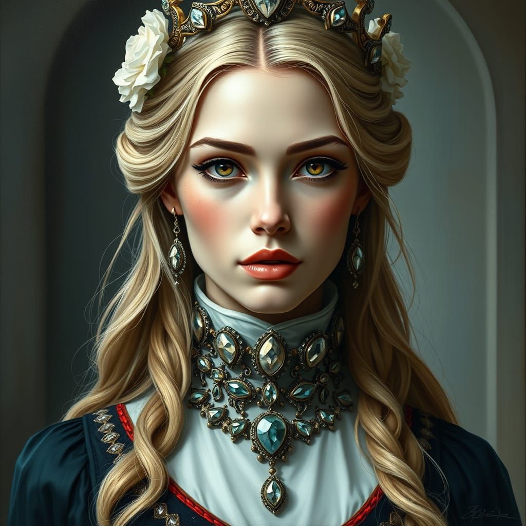 A Regal Princess in Modern Oil Painting Style