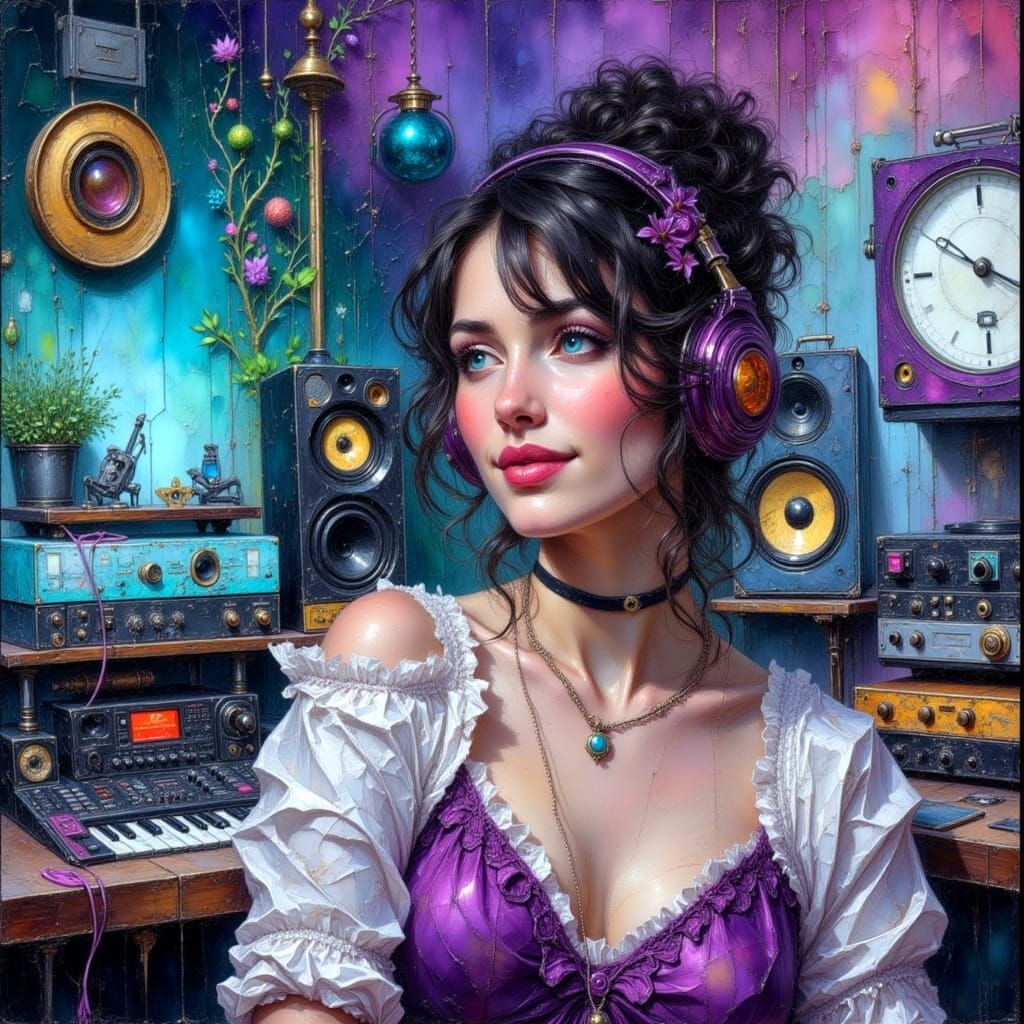 Morning Light in Recording Studio: 2.5D Impasto Style