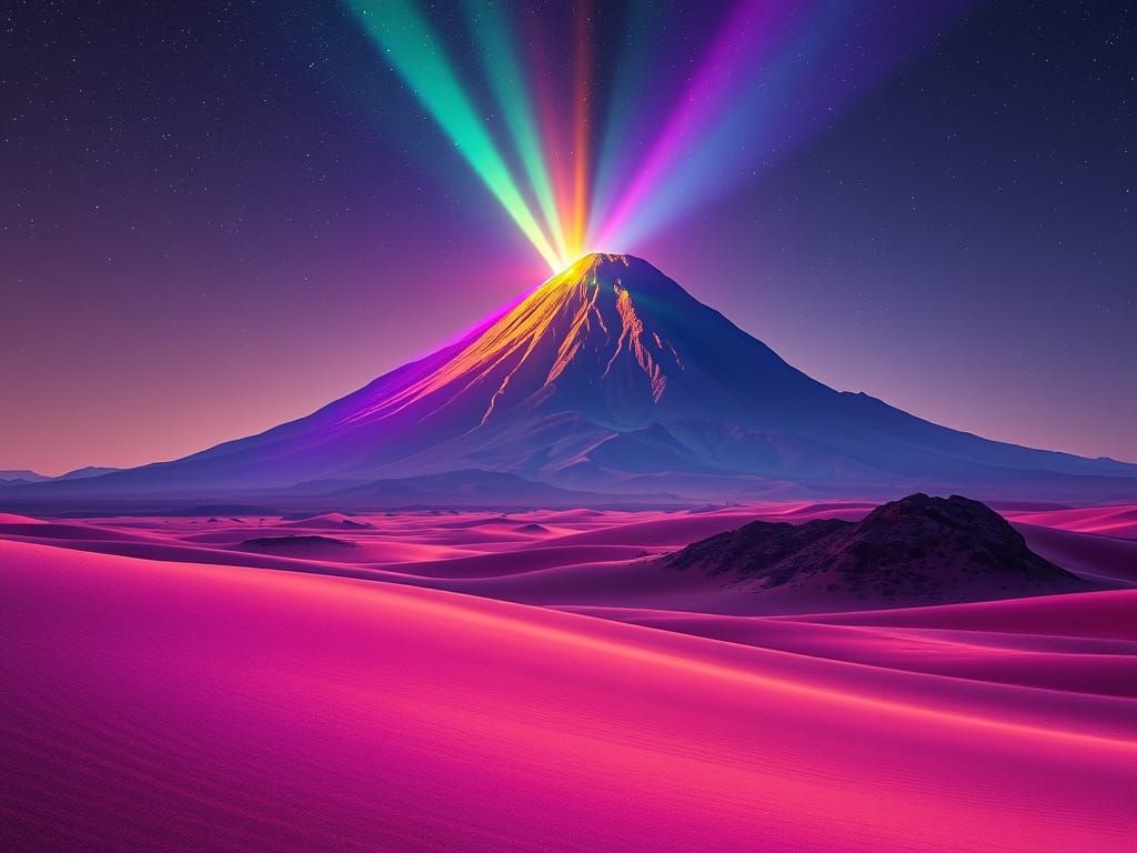 Majestic Dormant Volcano Shines Under Celestial Glow