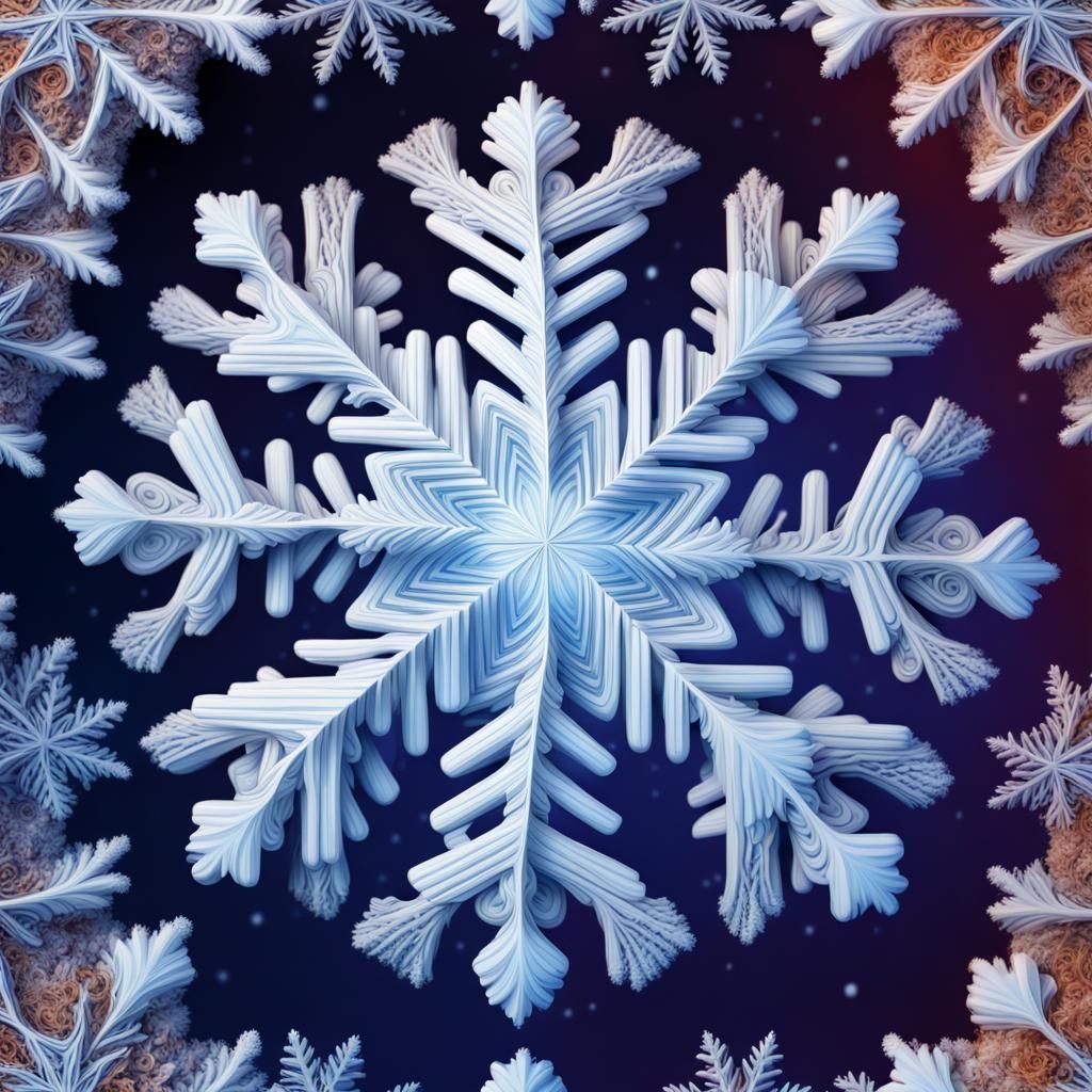 Radiant Hypnotic Snowflake Blizzard in Space