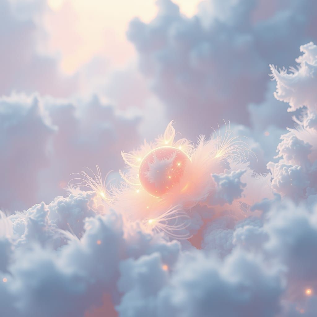 Ethereal Luminescent Being in Dreamscape: 3D Anime Style