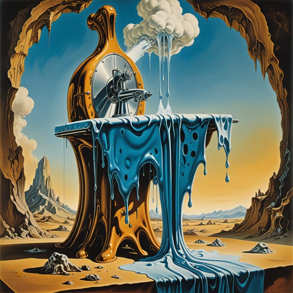 Surreal. A melting, anthropomorphic cartoon ironing machine ...