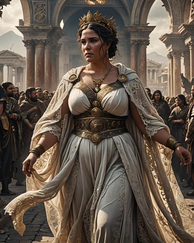 BBW Roman Goddess in Digital Matte Painting
