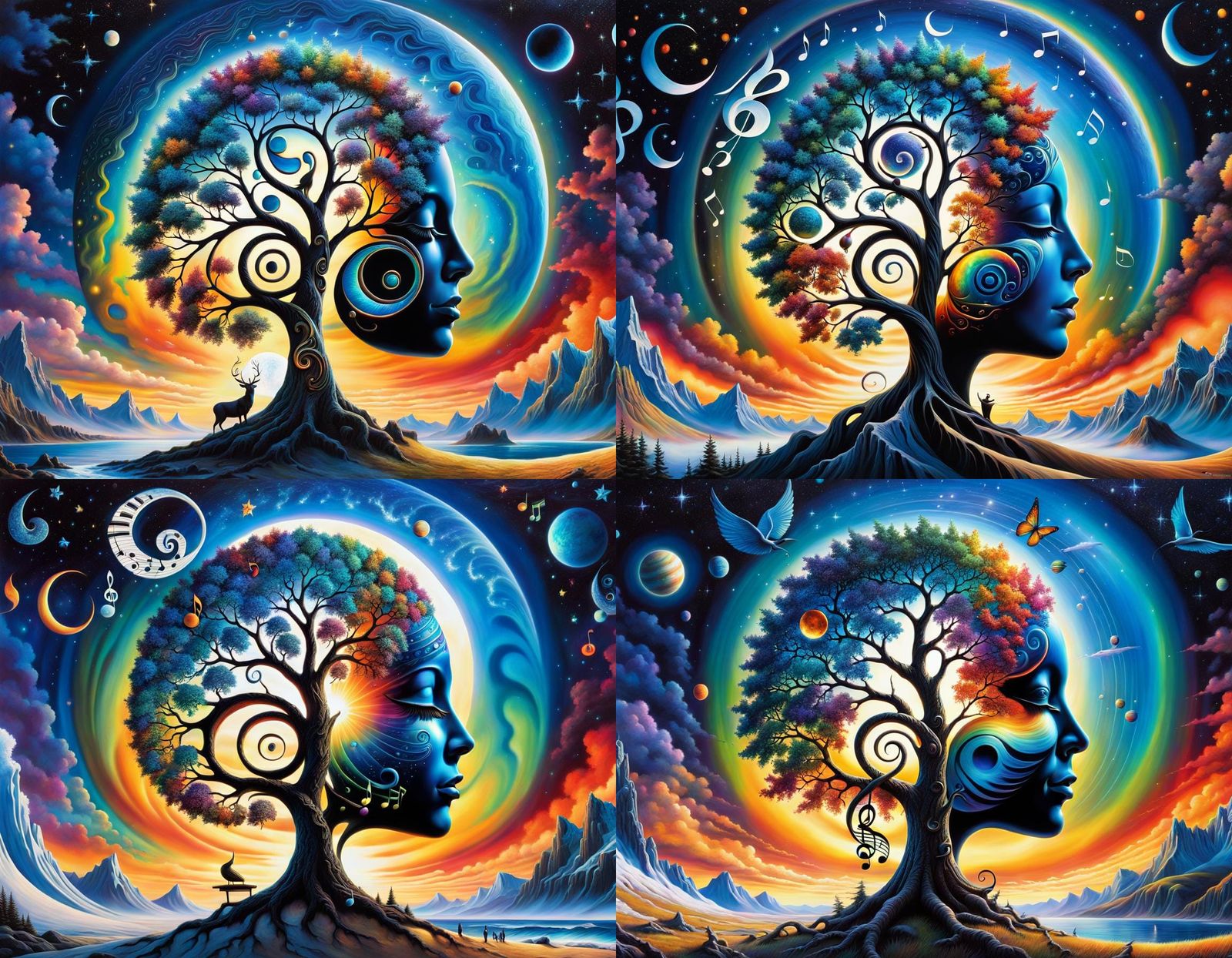 Surreal Tree of Music and Northern Lights