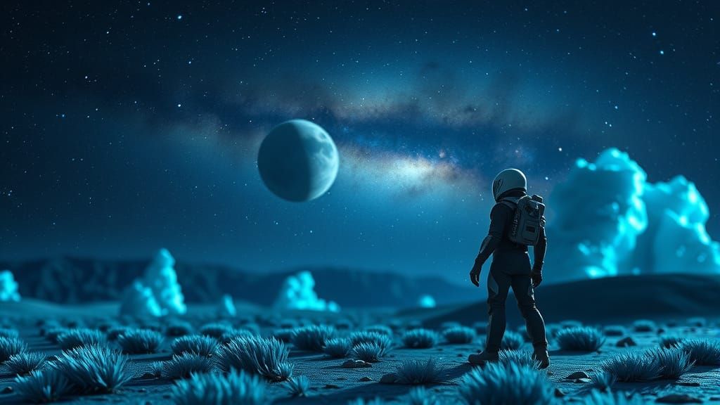 Alien Moon Dreamscape in Sci-Fi Matte Painting Style