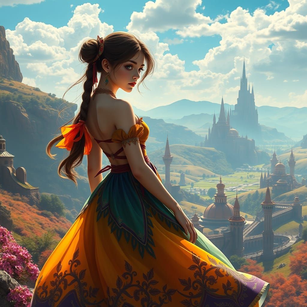 Ethereal Fantasy Girl in a Vibrant, Unreal Engine-Inspired W...