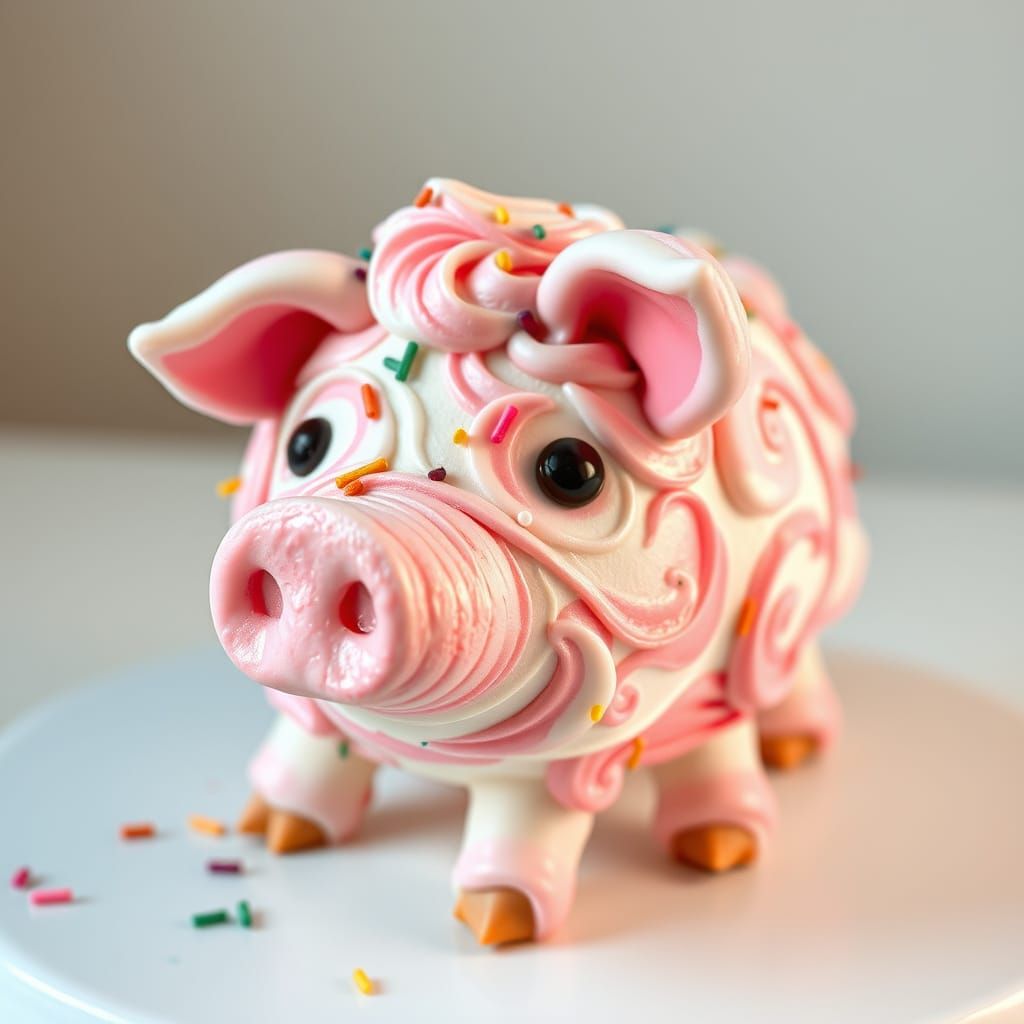 Vanilla Cake Pig with Buttercream Frosting