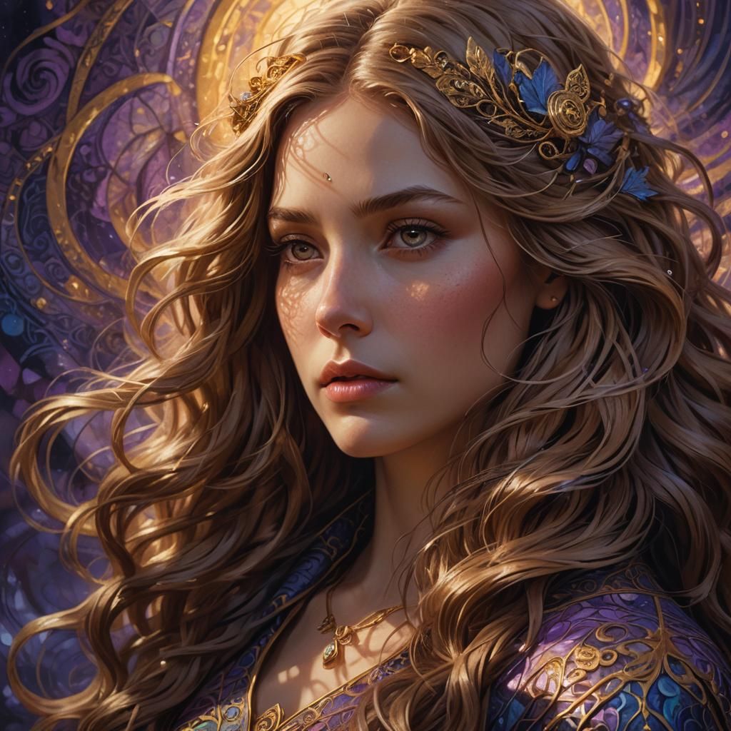 Girl with Wavy Hair in Fantasy Portrait