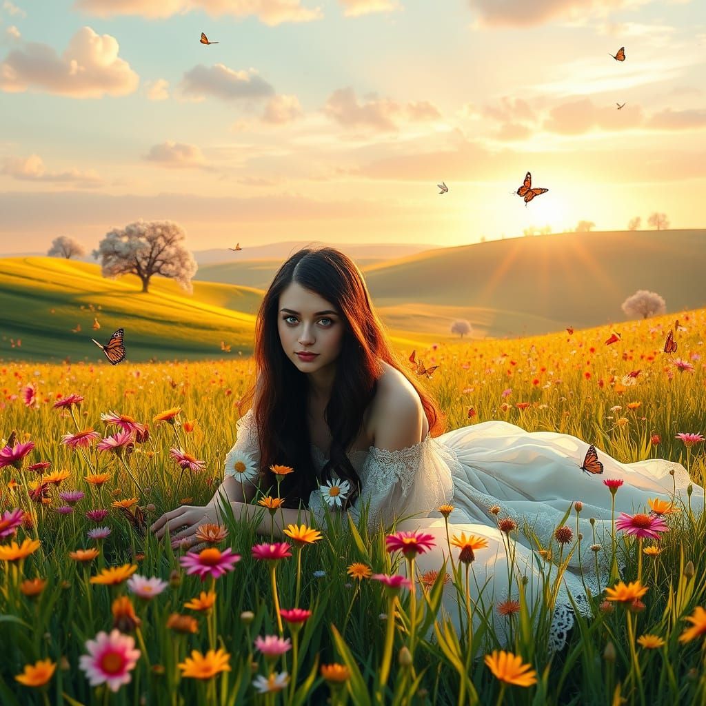 Romantic Wildflower Meadow in Soft Pastel Hues