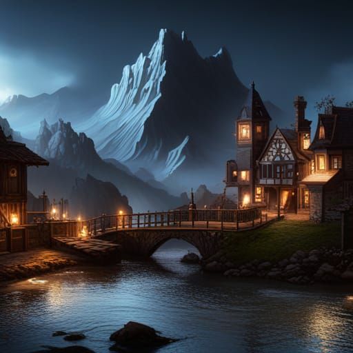 Fantastical Detailed Matte Painting in Deep Color