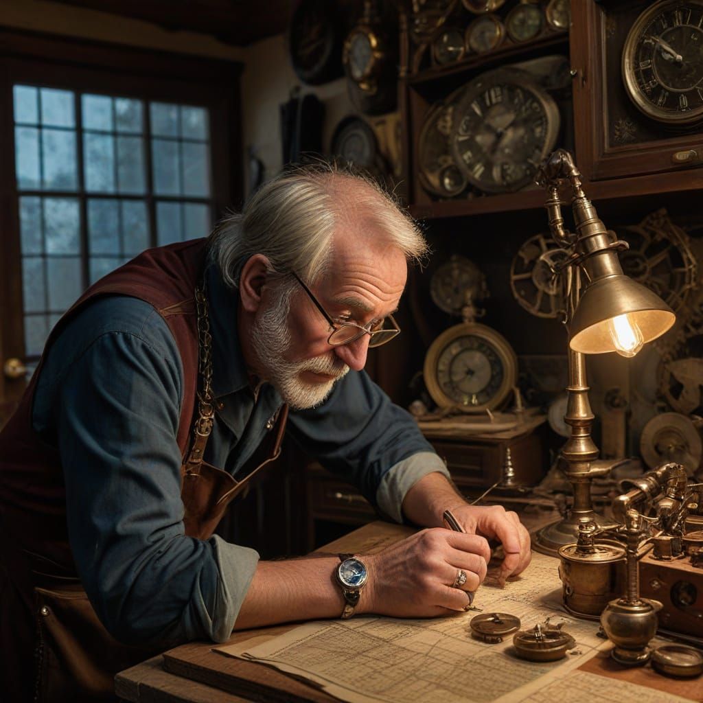 Victorian Clockmaker Crafts Intricate Astronomical Clock