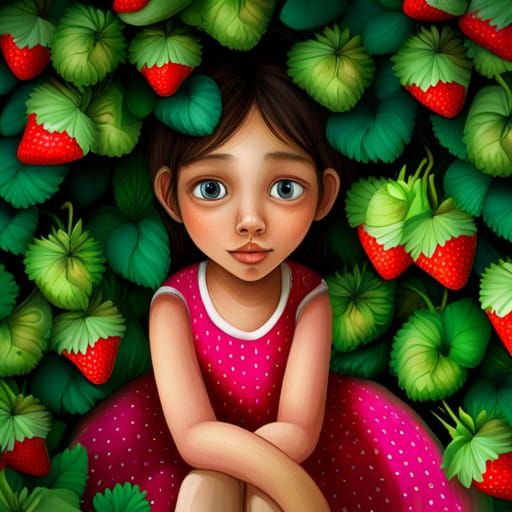 Strawberry Girl: Hyperrealistic Anthropomorphic Portrait in ...