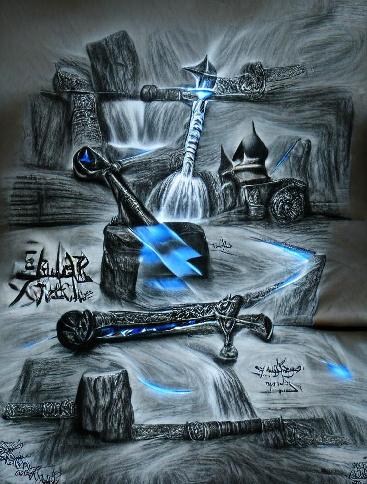 Excalibur in Stone: Medieval Charcoal Drawing