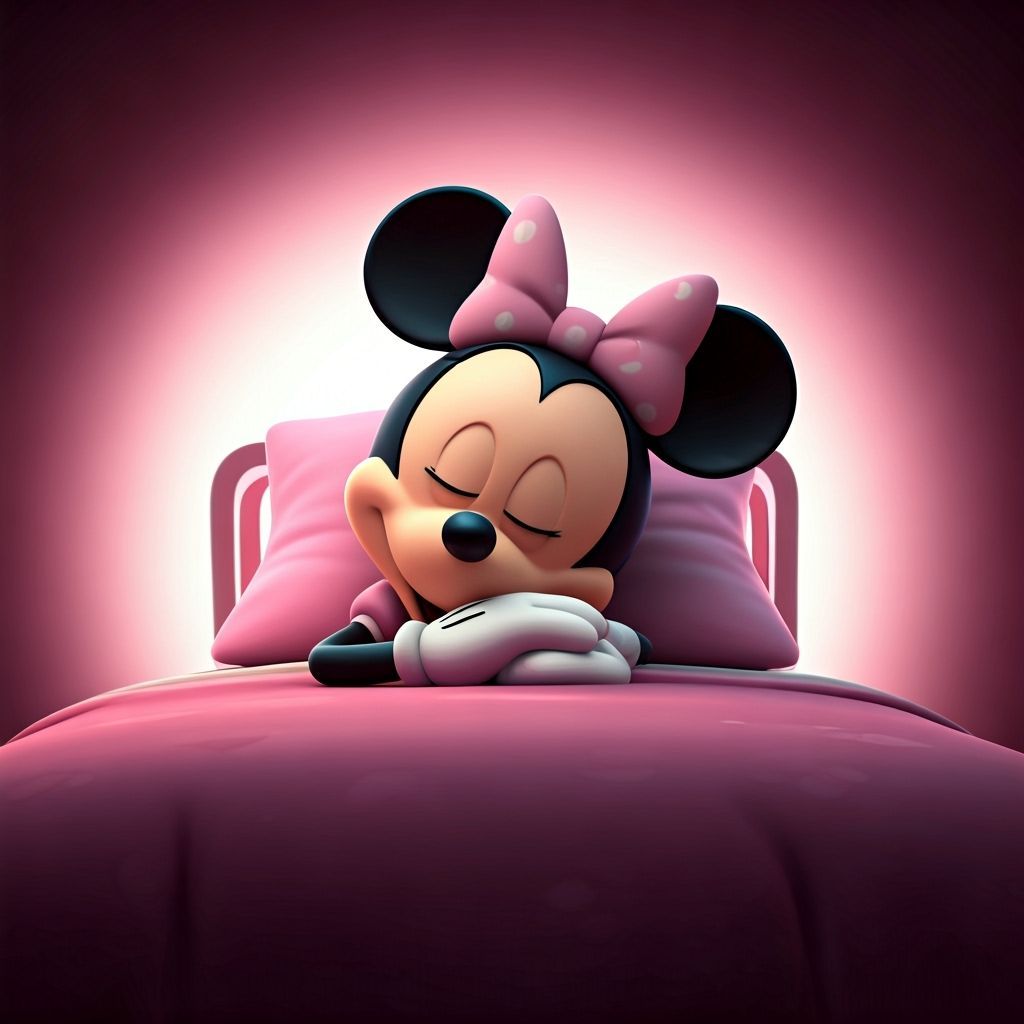 Minnie Mouse in Pink Bedroom: 3D Digital Art