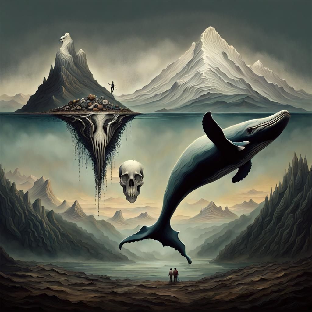 Surreal Whale Skull Mountain Landscape