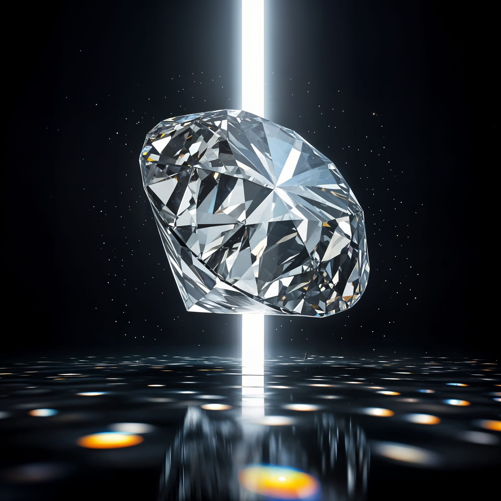 Raw Diamond Illuminated in Dark Void