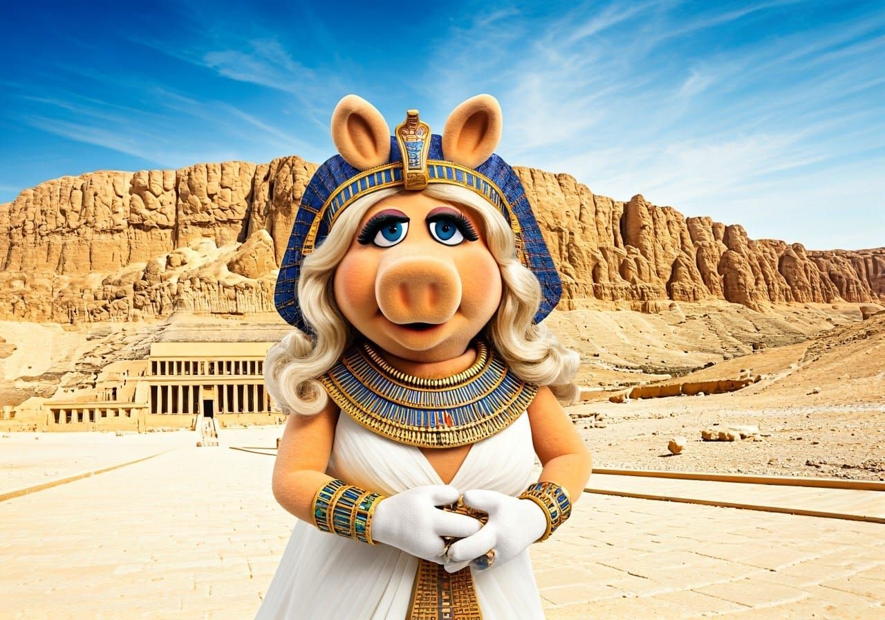 Golden Queen Miss Piggy at Hatshepsut's Temple
