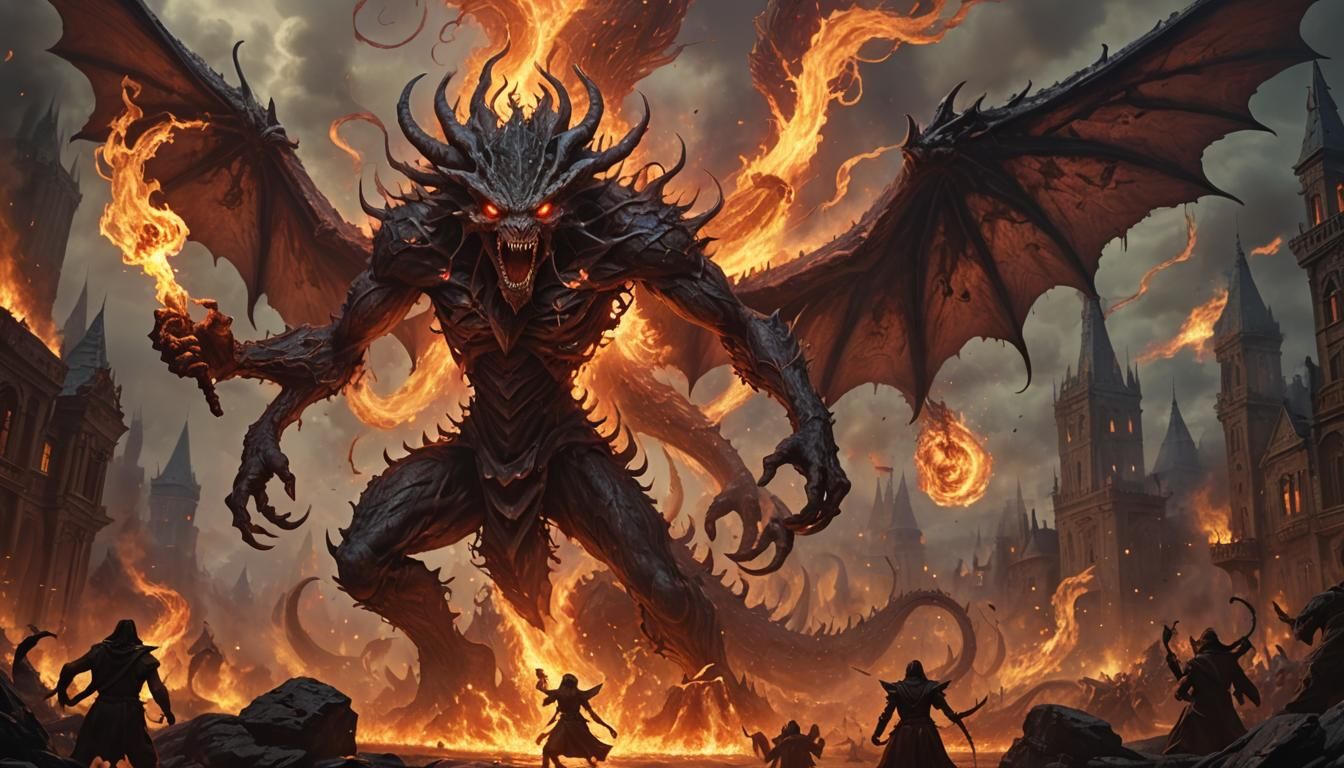 Infernal Demogorgon Hellscape with Burning Souls