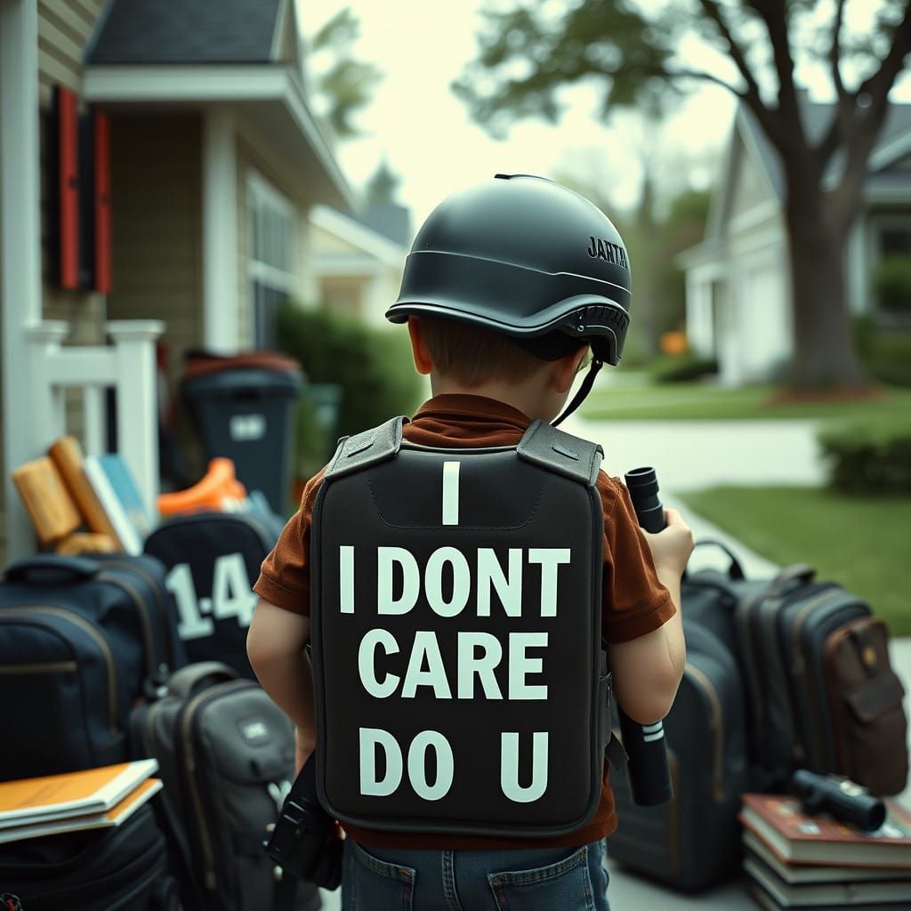 Suburban Schoolboy Prepares for Day in Militarized 35mm Cine...