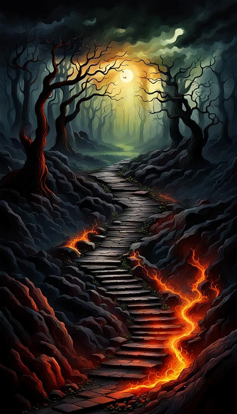 Mystical Path in a Dark Fantasy Realm