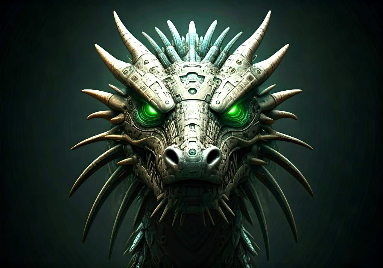 Melting Cyborg Dragon with Fiber Optic Scales