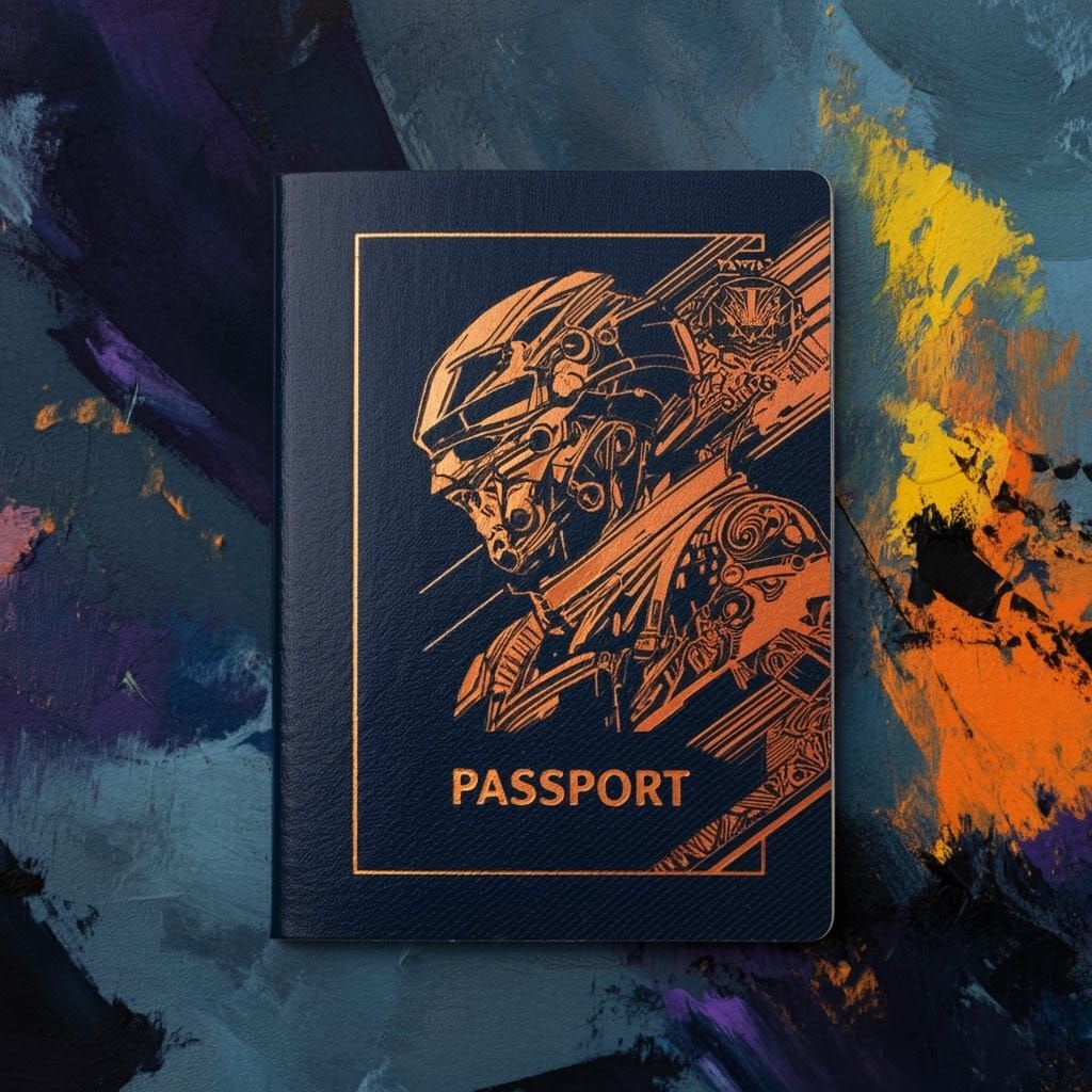 Passport in Comic Book Style with Abstract Art