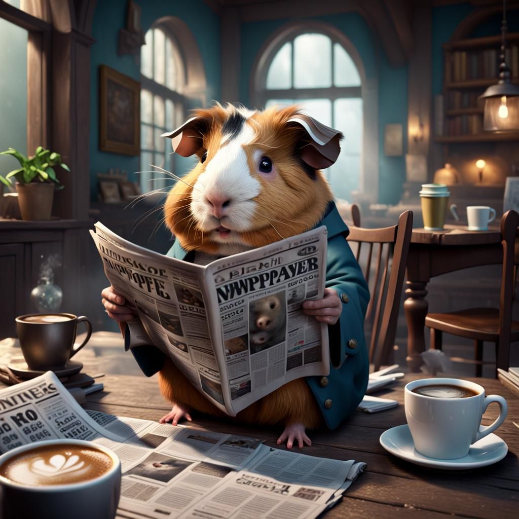 Guinea Pig's Coffee Break: Detailed Matte Painting