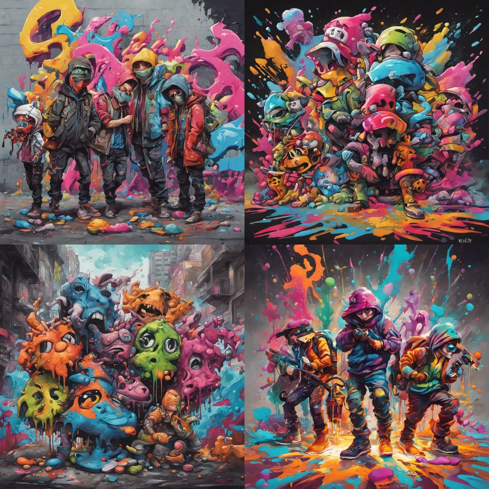 Unlucky Adventuring Group in Graffiti Street Art