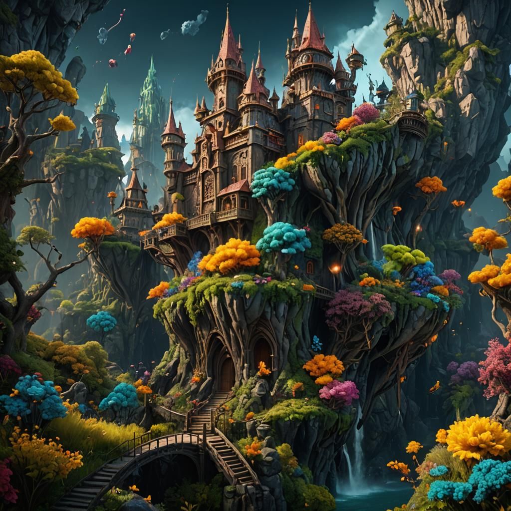 Detailed Fantasy Matte Painting in Deep Color