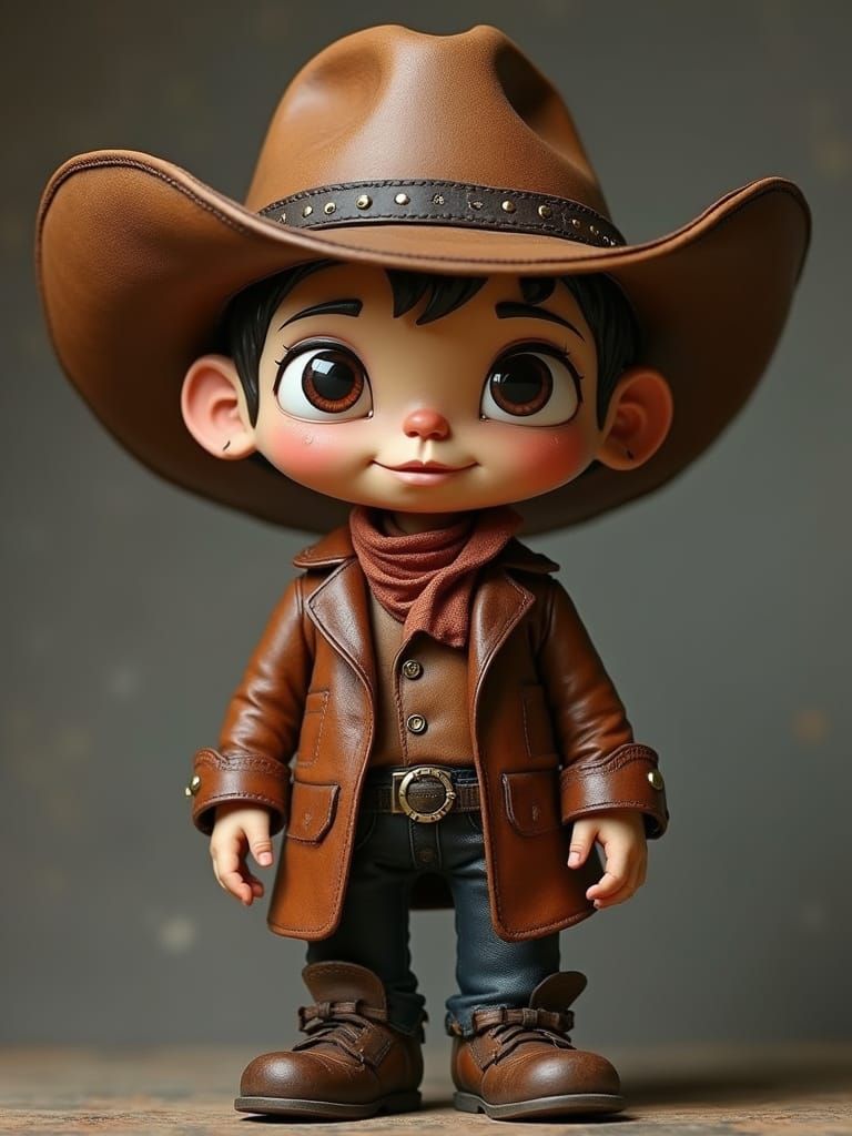Hyper-Realistic Cowboy Vinyl Toy in Pop Surrealist Style