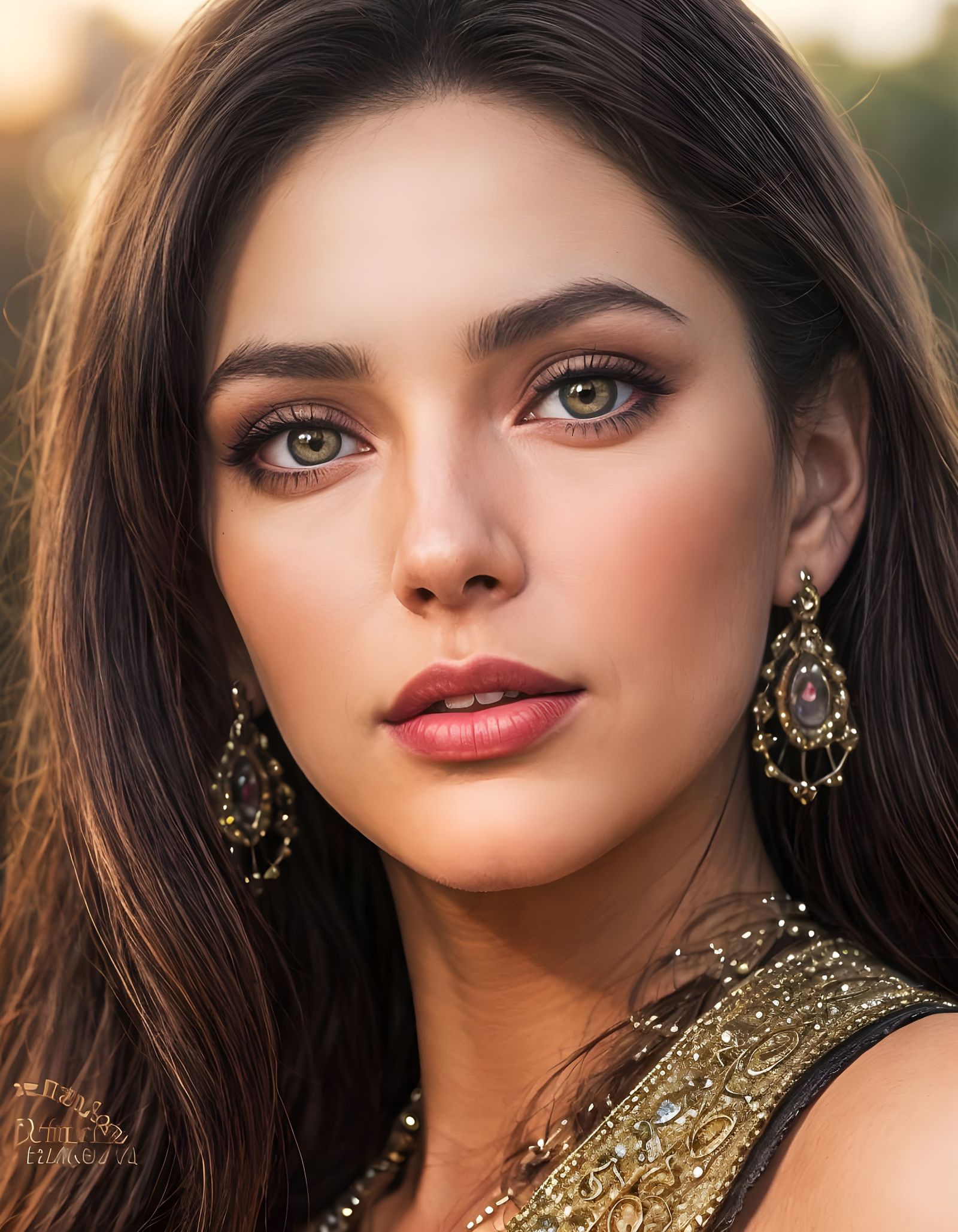 Beautiful Woman in Desert Oasis, Photorealistic Portrait
