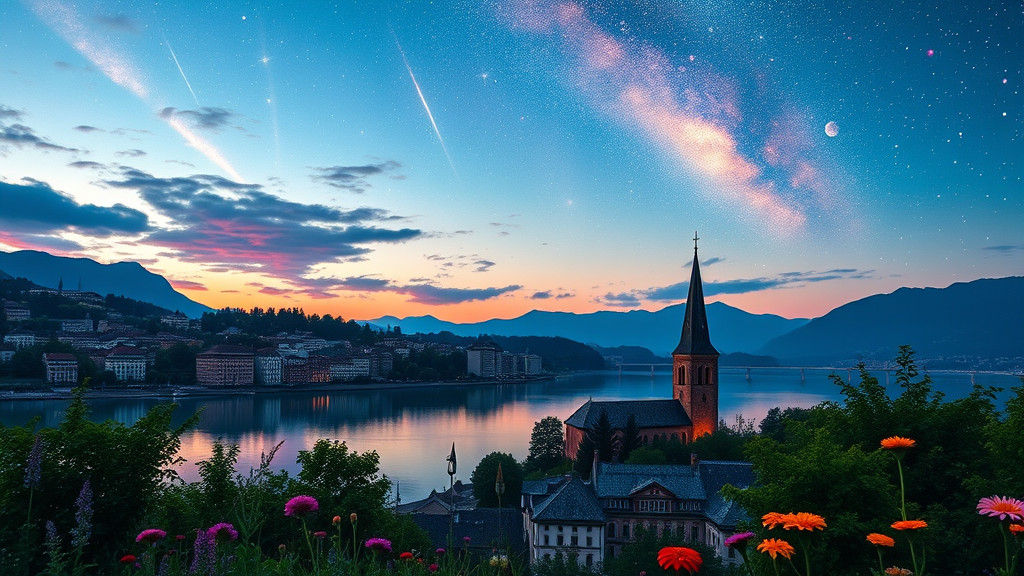 Luzern Cityscape Under Astral Meteor Shower