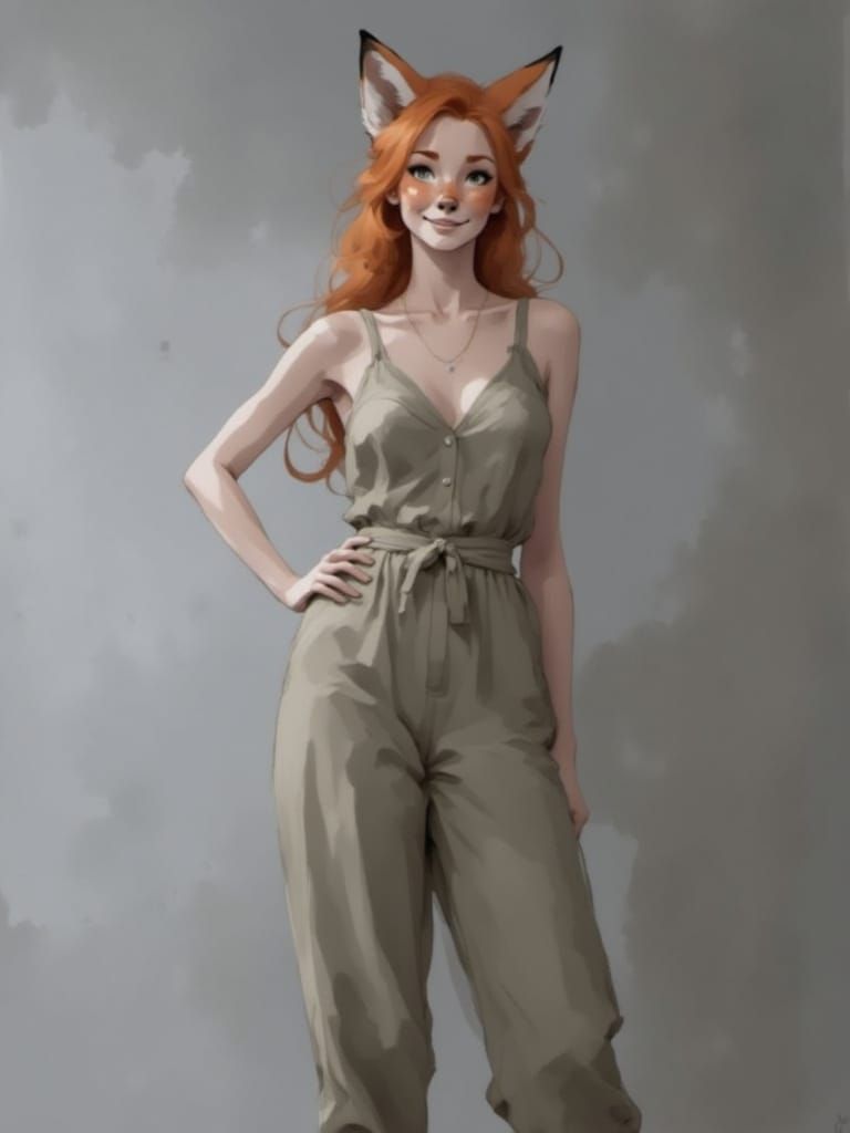 Fox-girl Vixen is wearing a Sunchaser Knit V-Neck Jumpsuit.
Chase the sun in this breezy jumpsuit, featuring a flowy, vo...