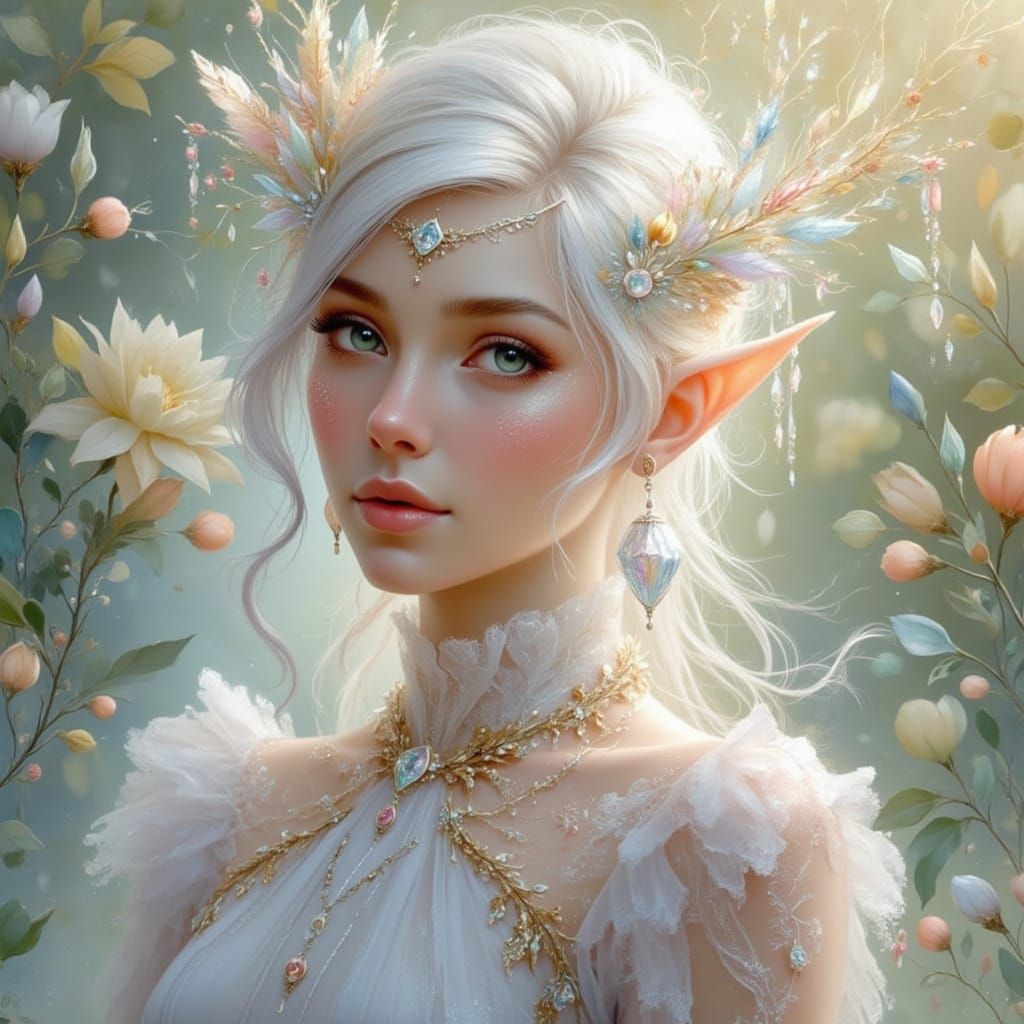 Sci-Fi Elf with Futuristic Hairstyle in Anime Style