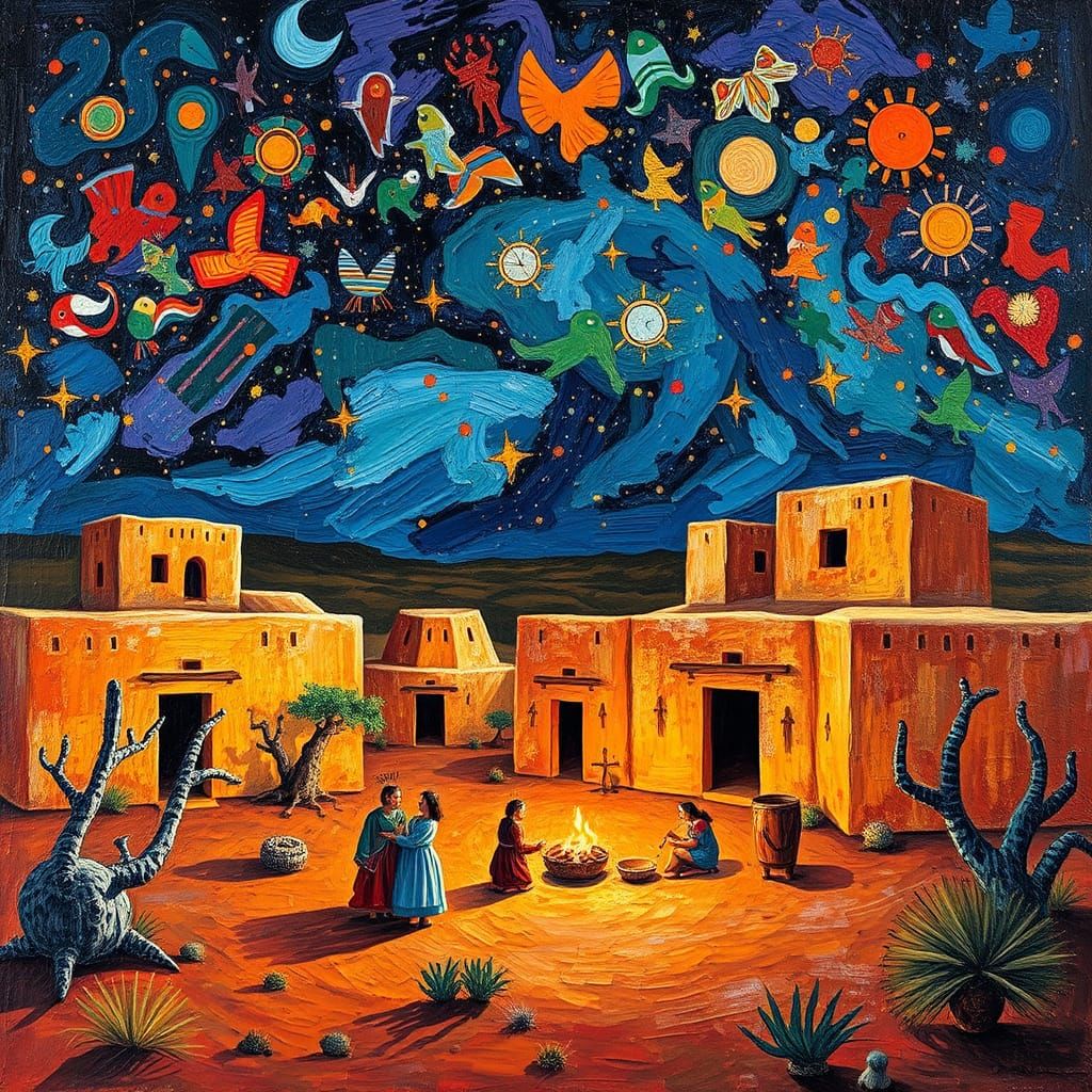 Desert Pueblo Celebrates Indigenous Peoples Day: Impasto Oil