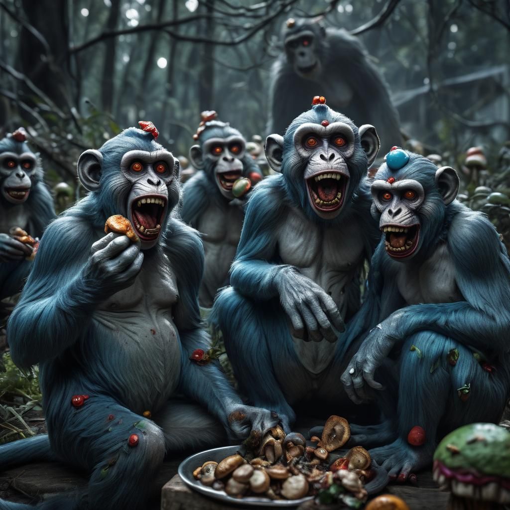 Zombie Monkey Monster Clowns Feast on Magic Mushrooms