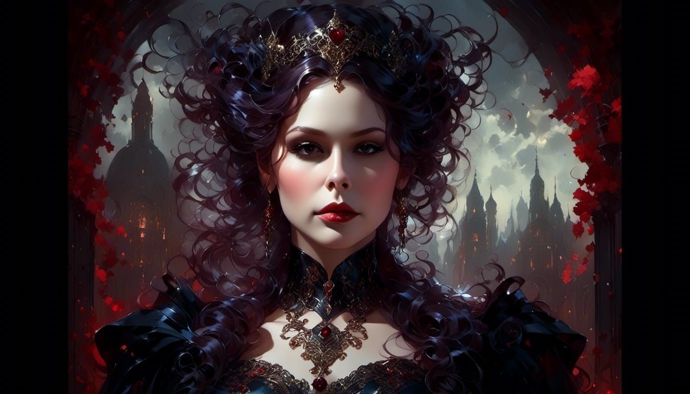 Dramatic Vampire Woman Portrait with Lace and Silk