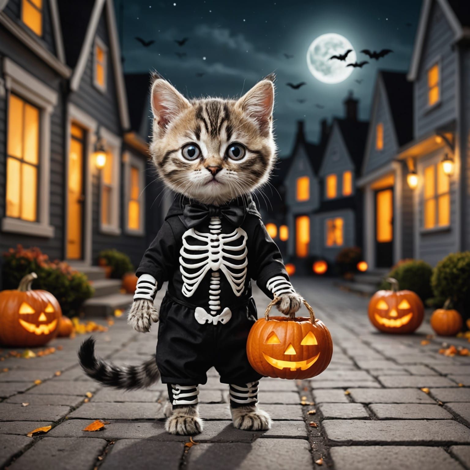 Kitten Skeleton Costume for Halloween