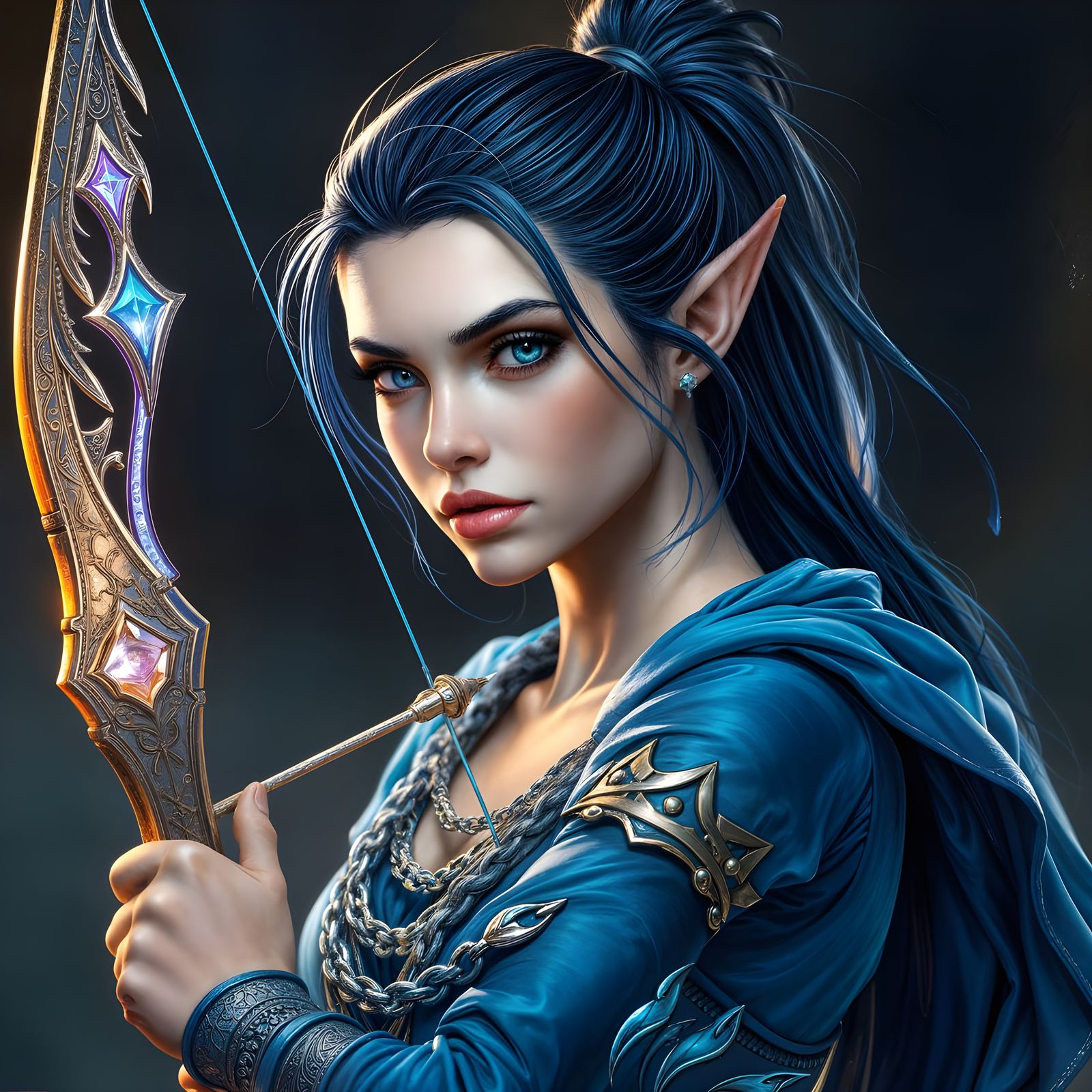 Enchanting Elven Archer with Glowing Bow