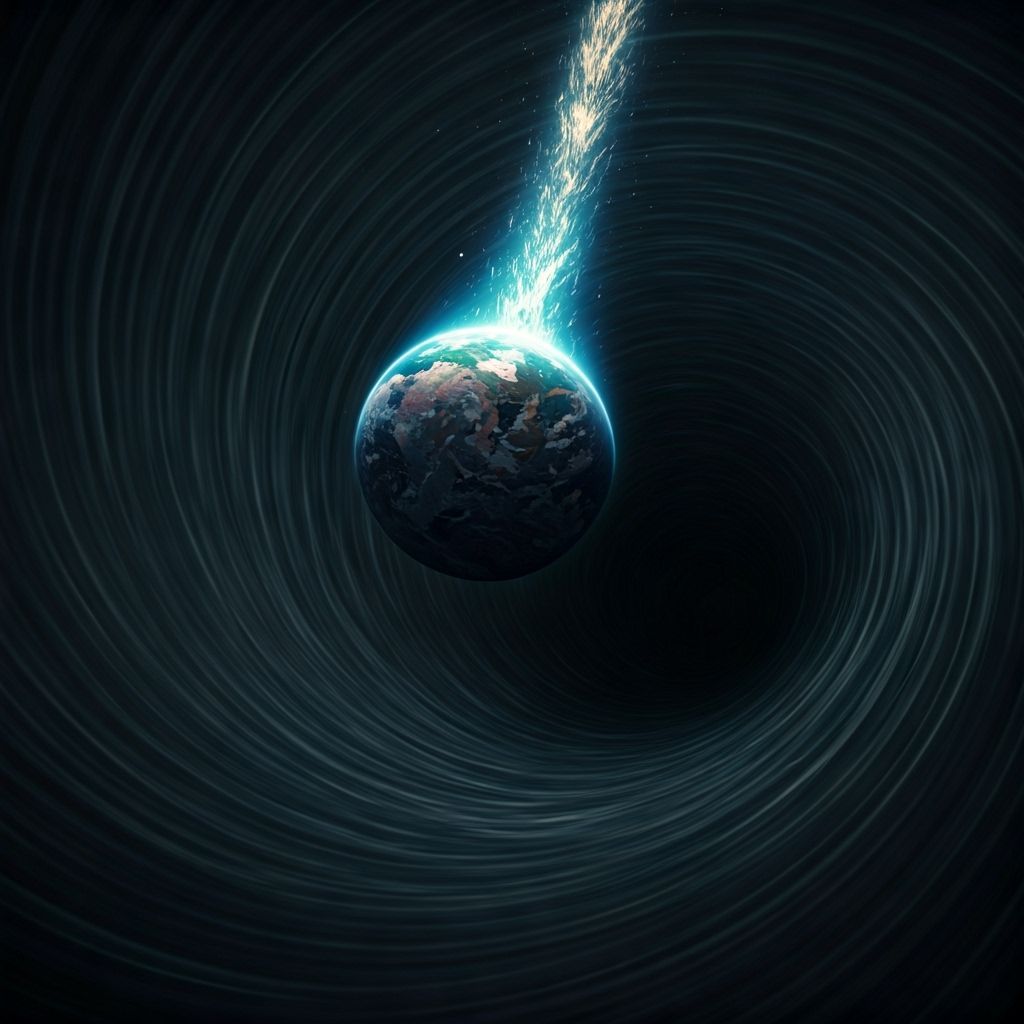 Earth Falling into Vortex in Sci-Fi Style